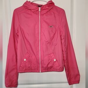 Hollister California Pink Lightweight Hooded Windbreaker Jacket - Size Medium